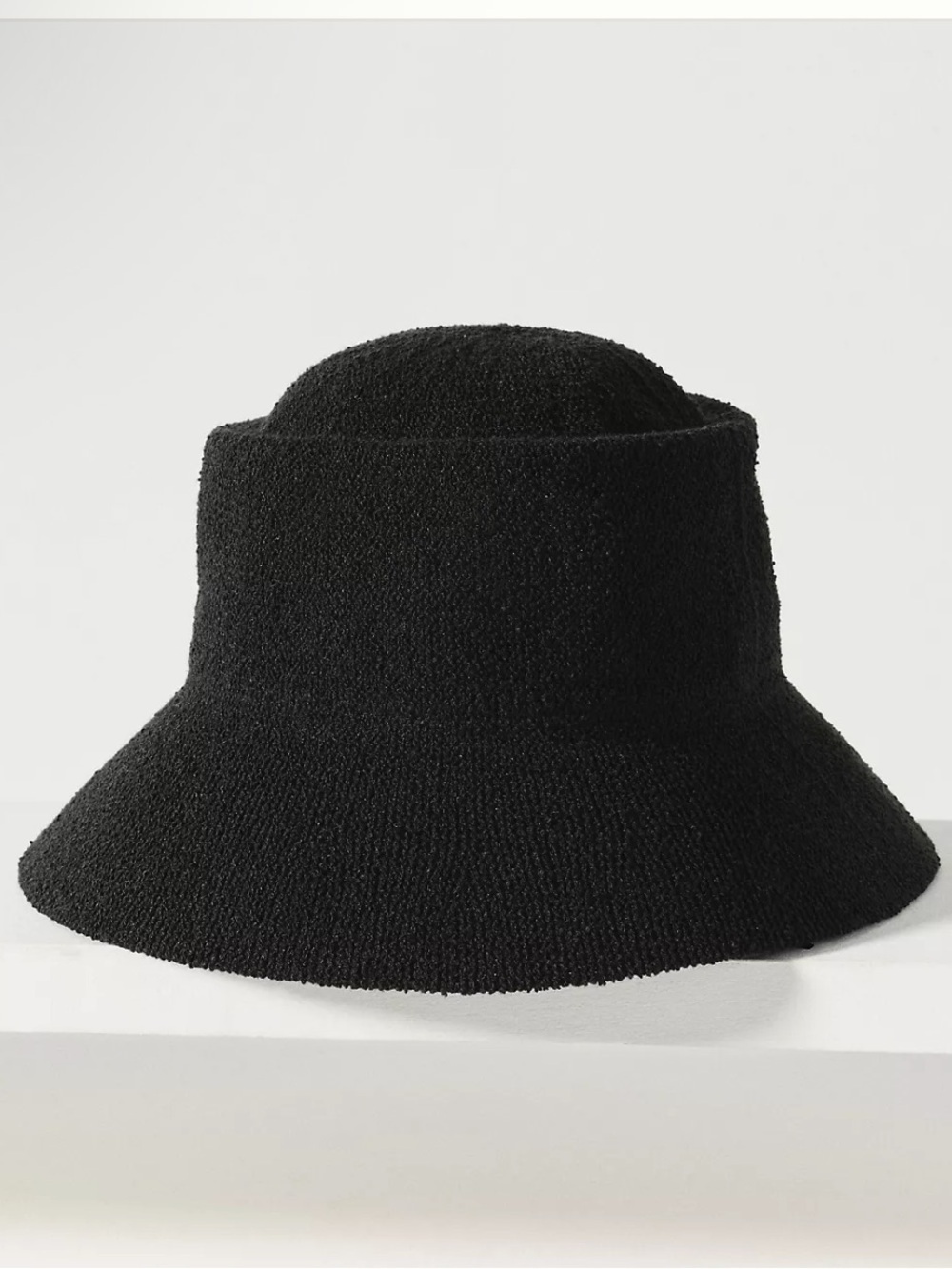 Anthropologie Nubby Bucket Hat Black One Size NWT Textured Minimalist Coastal